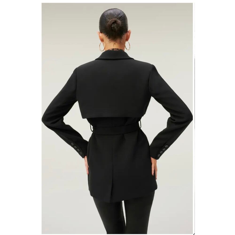 Good American Belted Trench Blazer Jacket Black Coat Size Medium - Picture 4 of 15